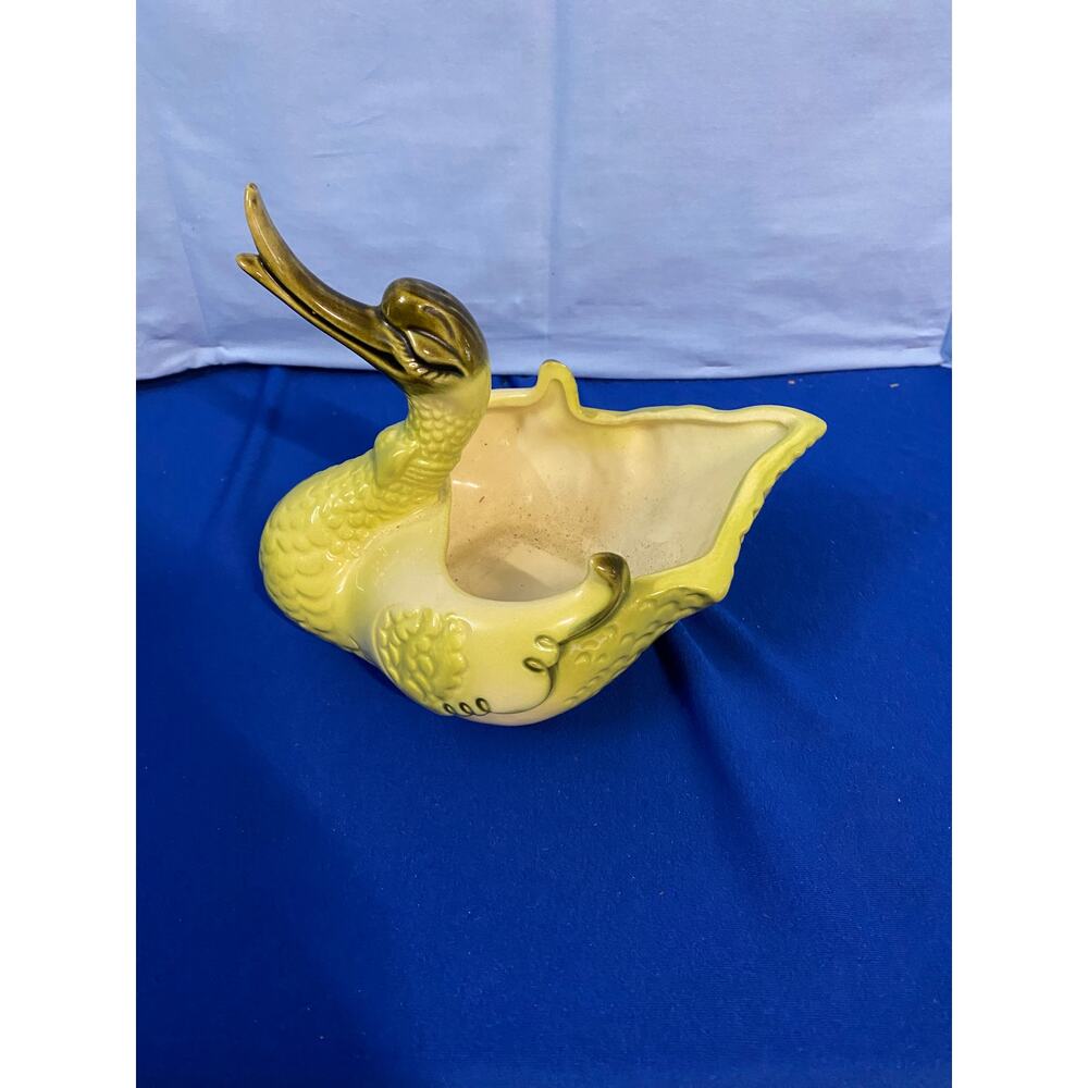 Hull Pottery 1980 Olive Green Swan Planter